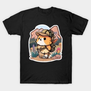 Cute Hamster hiking in the desert T-Shirt